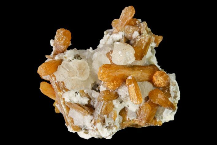 Orange Stilbite and Calcite Association - Strzegom, Poland #148392